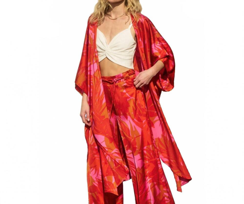NEW DRESS FORUM sunset lover kimono and pants set in flame scarlet
